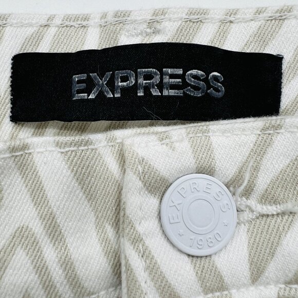 EXPRESS Women Jeans Super High Rise Slim Ankle Stretch Ivory Tan Animal Print 2R - Picture 10 of 12